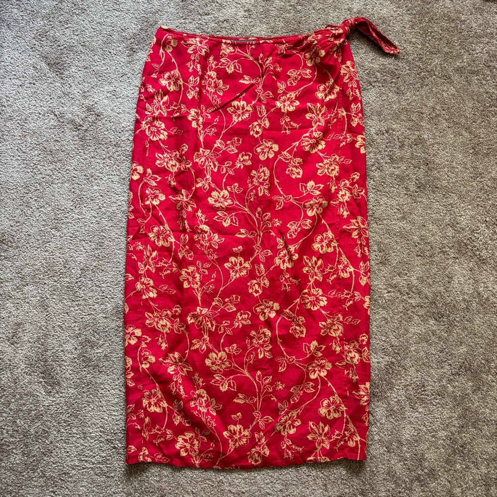 Lauren Ralph Lauren Silk Linen midi Wrap Skirt